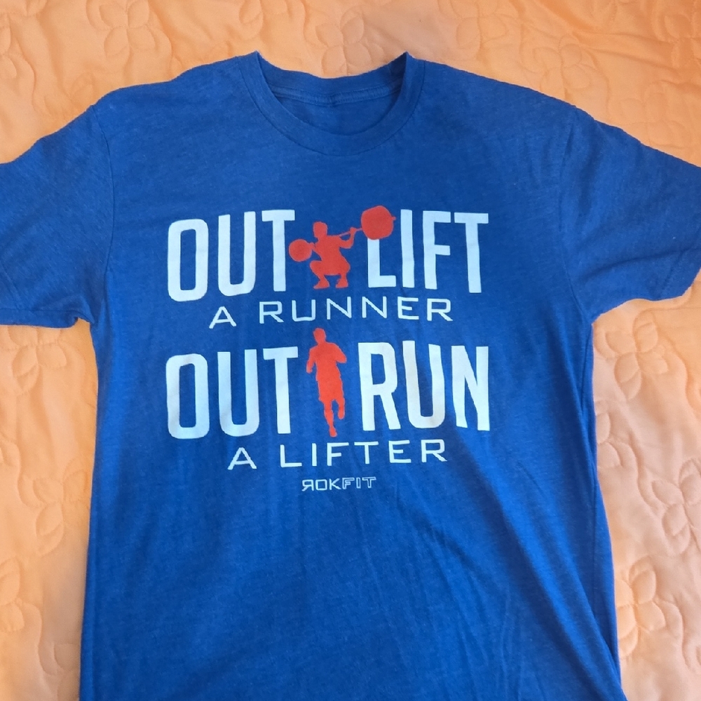 RokFit Blue Runner Lifter T-shirt Unisex Small